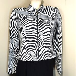 JOSEPH RIBKOFF Black White Zebra Sequin Women's Jacket 8